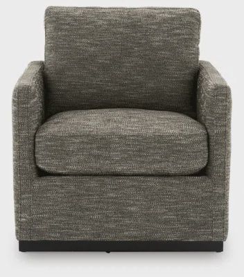 Upholstered Swivel Armchair in Gray/Brown Blend