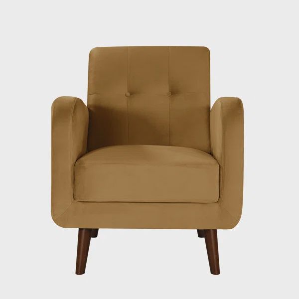 Midcentury Modern Velvet Armchair in Yellow Gold (Set of 2)