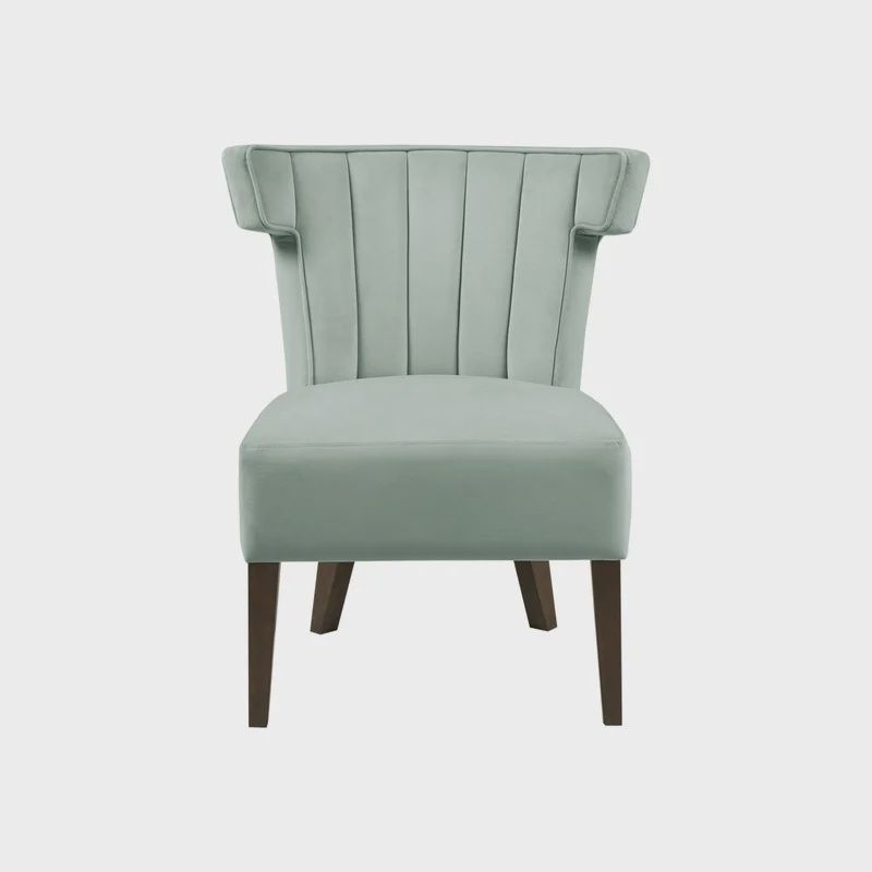 Madison Park Velvet Armless Accent Lounge Chair in Seafoam