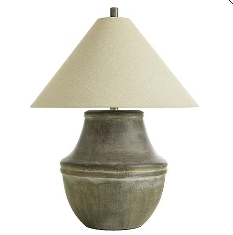 Large Pottery Coolie Shade Table Lamp