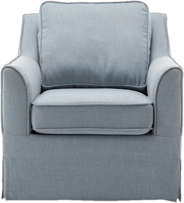 Upholstered Club Swivel Accent Chair in Light Blue