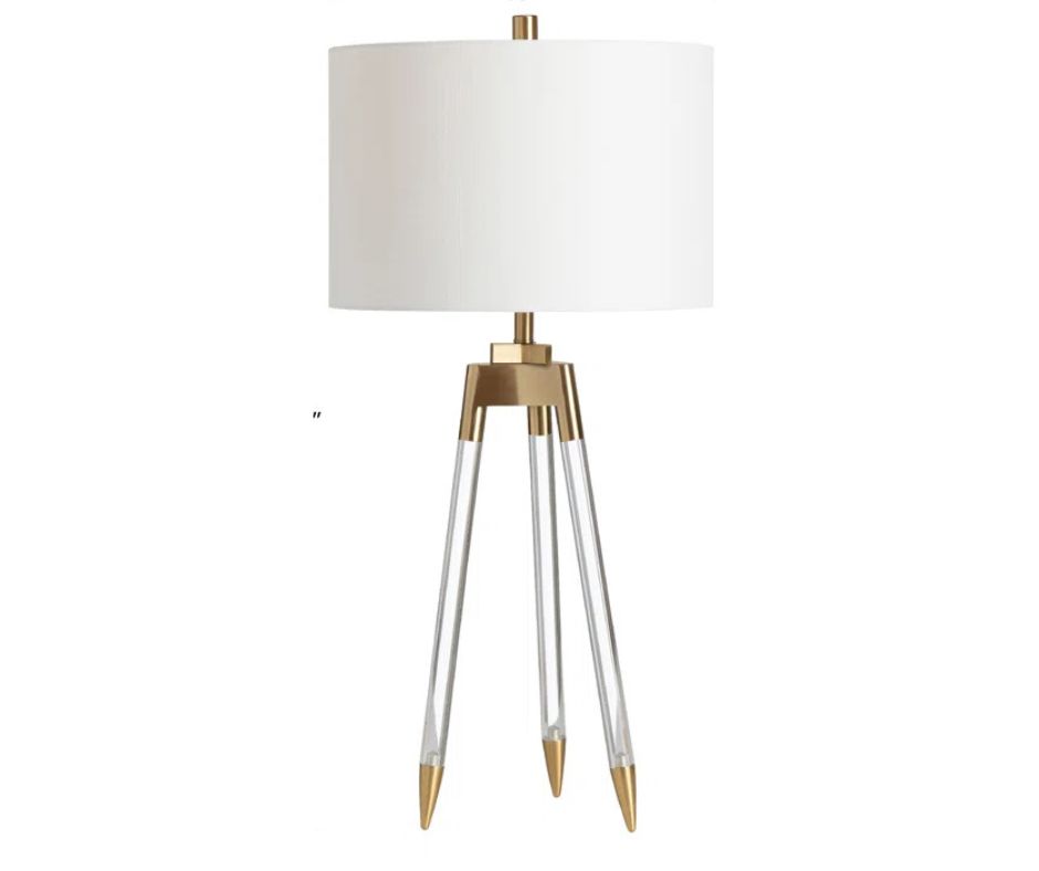 31&quot; Acrylic / Gold Tripod Table Lamp