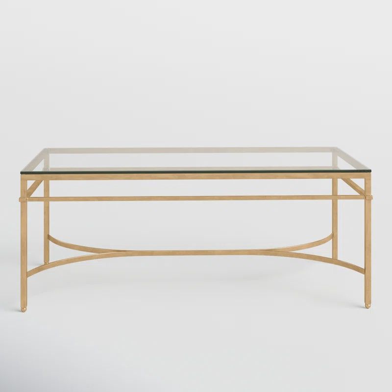 Glass Top Metal Frame Coffee Table in Gold