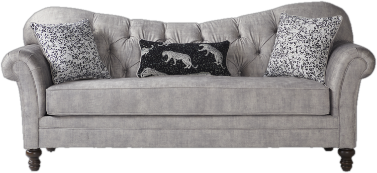 88&#39;&#39; Rolled Arm Chesterfield Sofa with Reversible Cushions in Gray