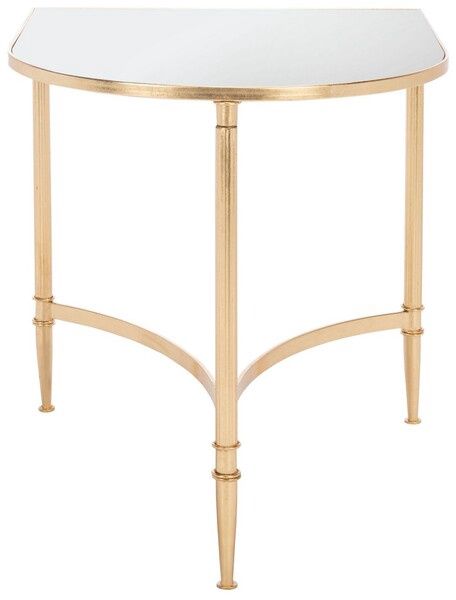 Curved Mirror Top Gold Accent Table