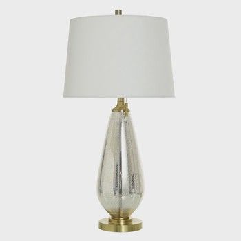 Metal &amp; Glass Table Lamp in Silver Mercury