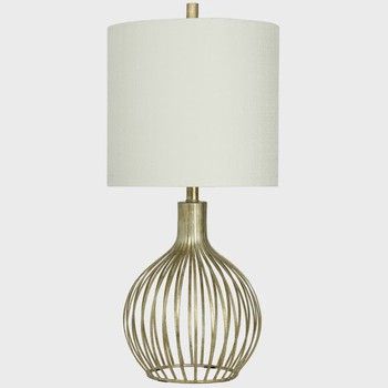 Transitional Metal Lamp in Vintage Gold Finish with Drum Shade