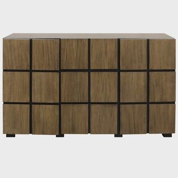 Three Door Dimensional Squares Wooden Cabinet