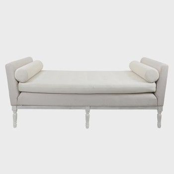 Wooden Day Bed with Light Gray Upholstery