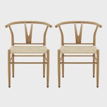Wishbone Metal Dining Chair in Light Honey (Set of 2)