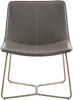 Madison Park Hawkins Faux Leather Accent Chair in Brown with Gold Base - MSRP $440