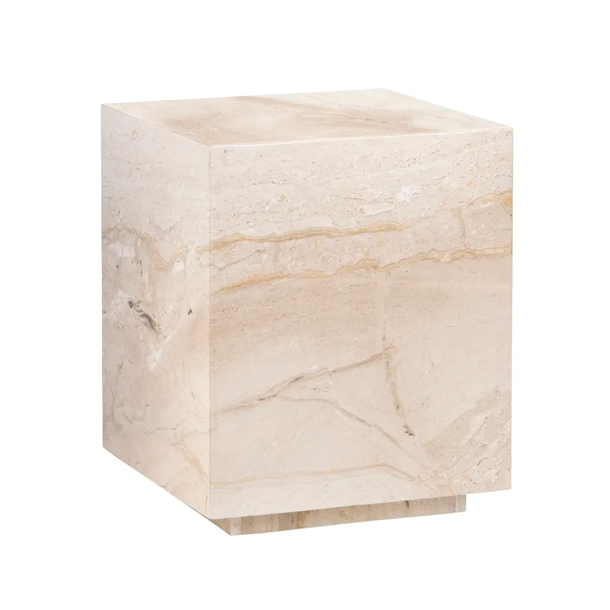 Light Beige Polished Marble Side Table
