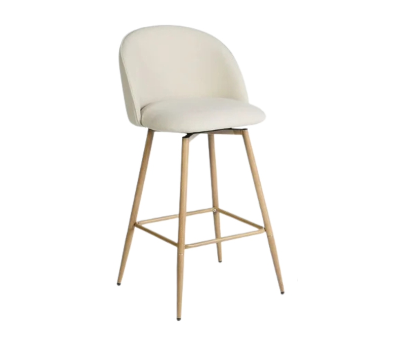 26&quot; Counter Height Swivel Barstool in Beige/Light Oak