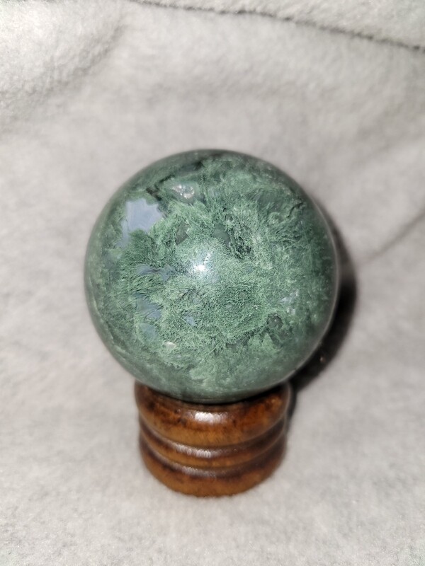 Moss / grass agate sphere 