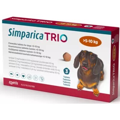 Simparica | Trio 5-10kg 1 Comprimido Mastigável Simparica | Trio 5-10kg 1 Comprimido Mastigável