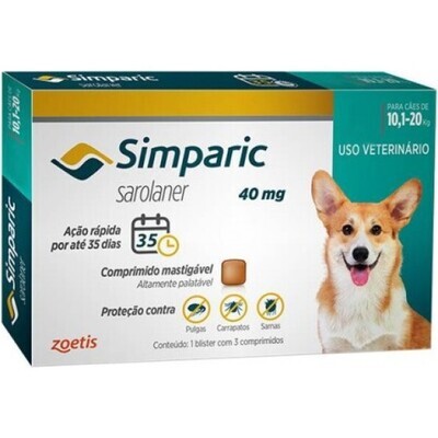 Simparica | 10-20kg 3 Comprimidos Mastigáveis Simparica | 10-20kg 3 Comprimidos Mastigáveis