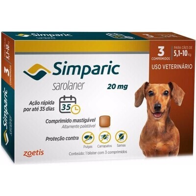 Simparica | 5-10kg 3 Comprimidos Mastigáveis Simparica | 5-10kg 3 Comprimidos Mastigáveis