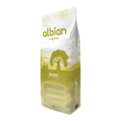Albian | Basic 18kg Embalagem de Albian Basic Adulto 18kg, ração completa para cães adultos.