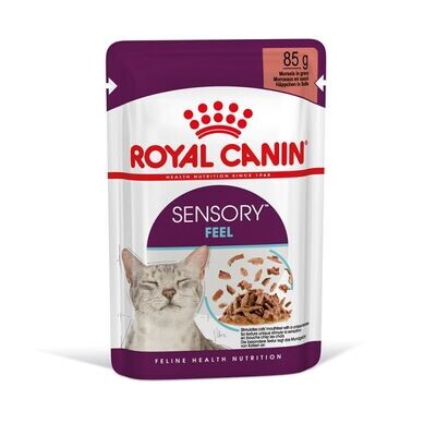 Royal canin | Sensory Feel em Molho 12x85g Royal Canin® Sensory Feel em Molho 12 sachês de 85g, alimento úmido para gatos adultos, textura diferenciada para estimular o tato na boca.