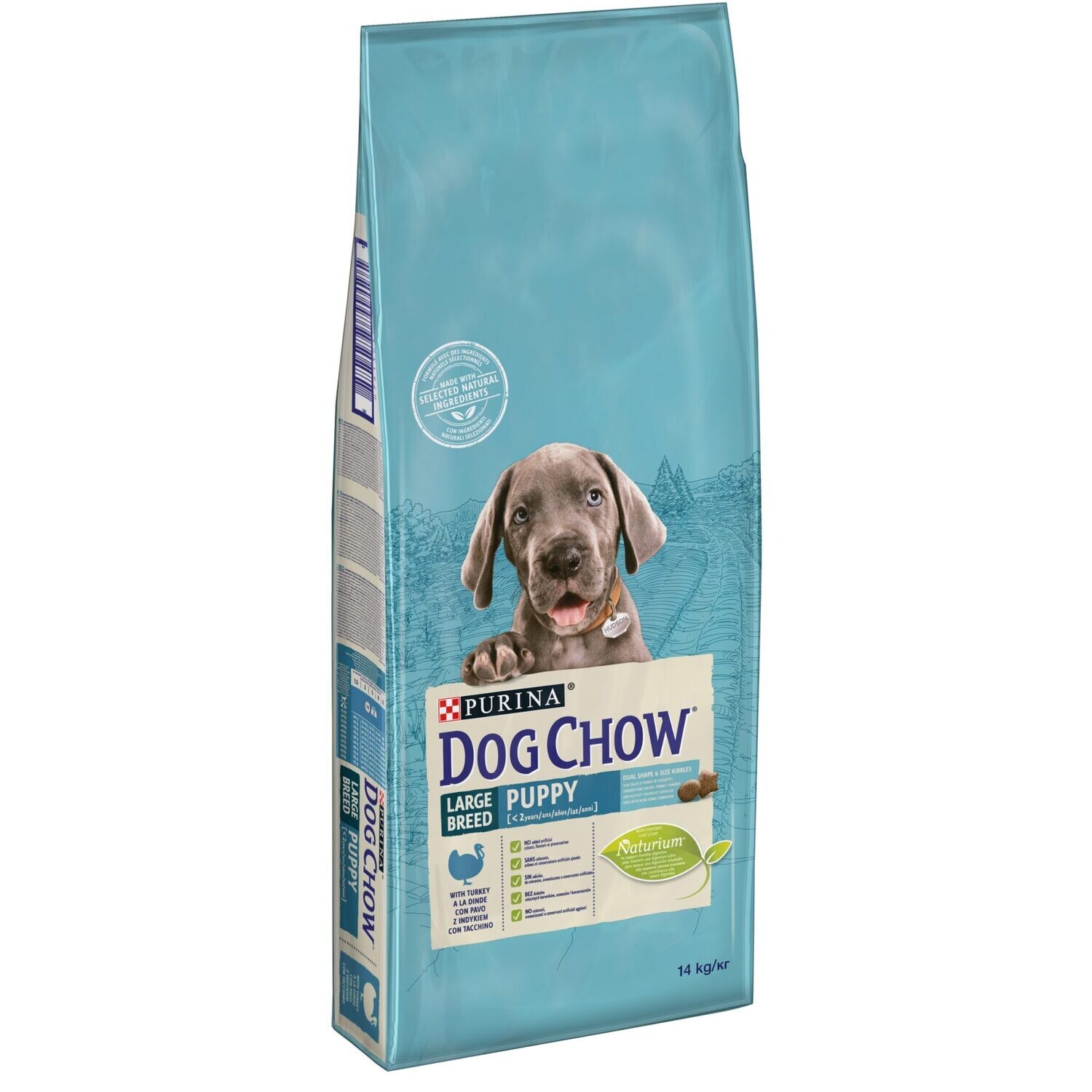 Purina | DOG CHOW Puppy Large Breed Turkey 14kg PURINA DOG CHOW Puppy Large Breed Peru 14kg - Nutrição completa para raças grandes, músculos fortes e pele saudável.