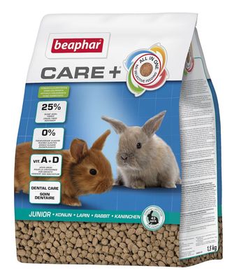 Beaphar | Care+ Coelho Junior 1.5kg Alimento completo Beaphar Care+ Coelho Junior 1.5kg para filhotes em crescimento