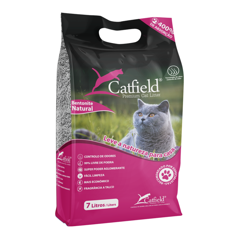 Catfield | Areia Aglomerante Bentonite Premium Talco 7L Areia aglomerante Catfield Premium Talco 7L.