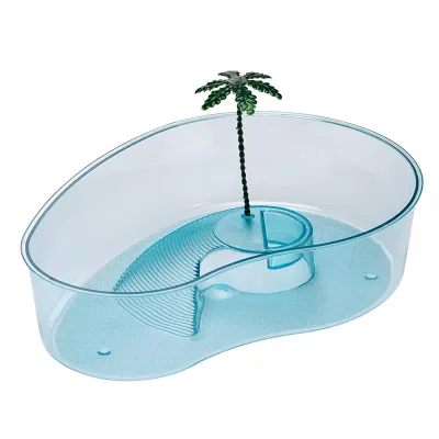 Tanque Ferplast Arricot para tartarugas, feito de plástico resistente e prático.