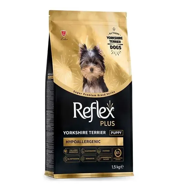 Reflex Plus | Yorkshire Terrier Hipoalergénico Puppy 1.5kg Reflex Plus Yorkshire Terrier Hipoalergénico Puppy 1.5kg - Ração super premium para filhotes.