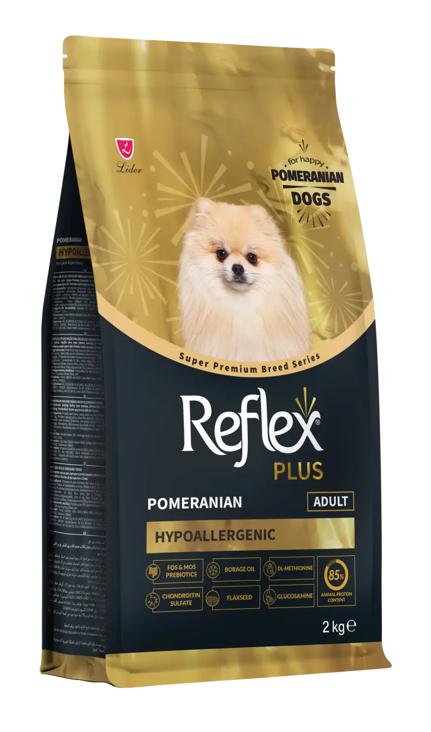 Reflex Plus | Pomeranian Hipoalergénico Adulto 2kg Reflex Plus Pomeranian Hipoalergênico Adulto 2kg - Ração super premium para cães adultos.