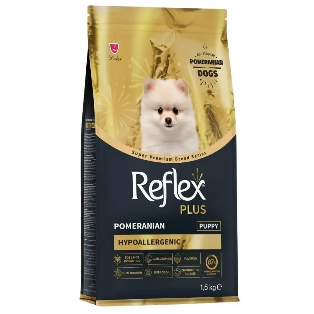 Reflex Plus | Pomeranian Hipoalergénico Puppy 1.5kg Reflex Plus Pomeranian Hipoalergênico Puppy 1.5kg - Ração super premium para filhotes.