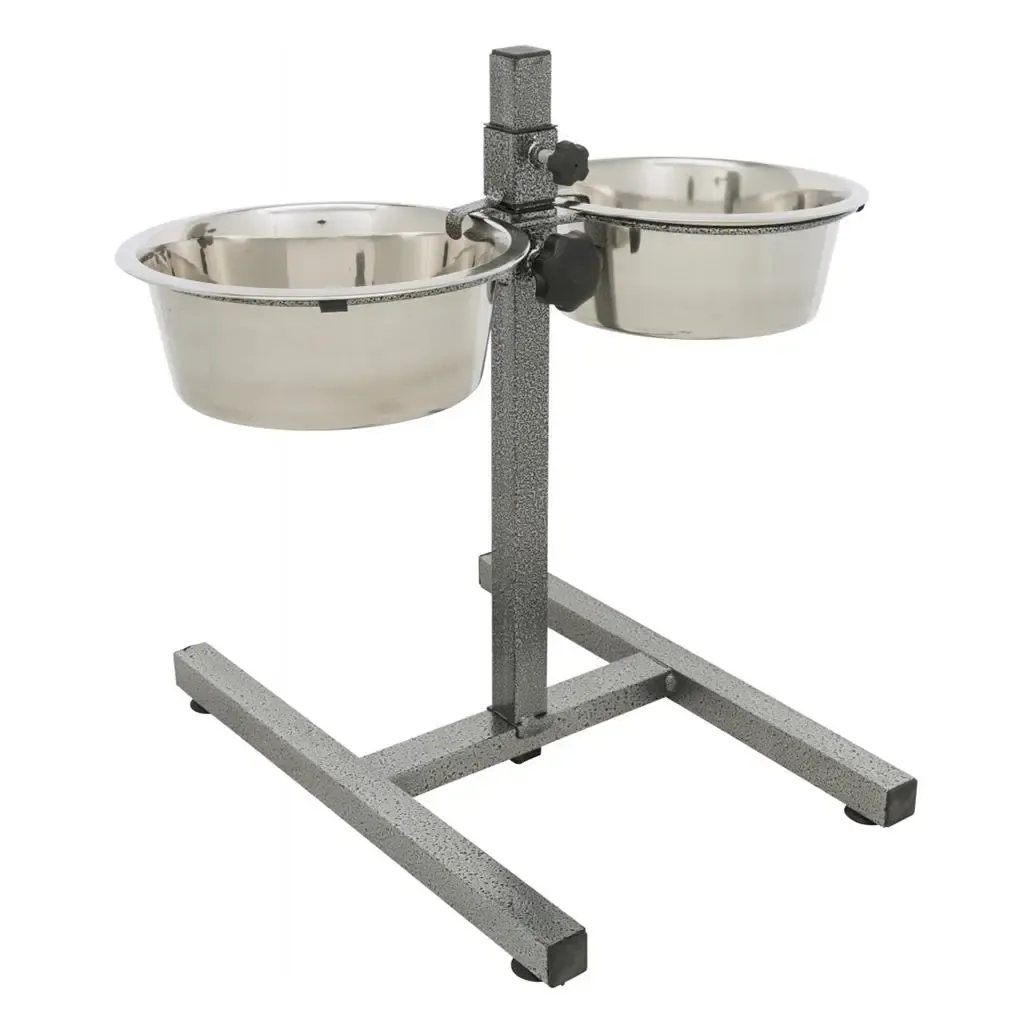 Trixie | Suporte Duplo Regulável Com 2 Gamelas 2.8 Suporte duplo regulável Trixie com 2 gamelas inox para cães