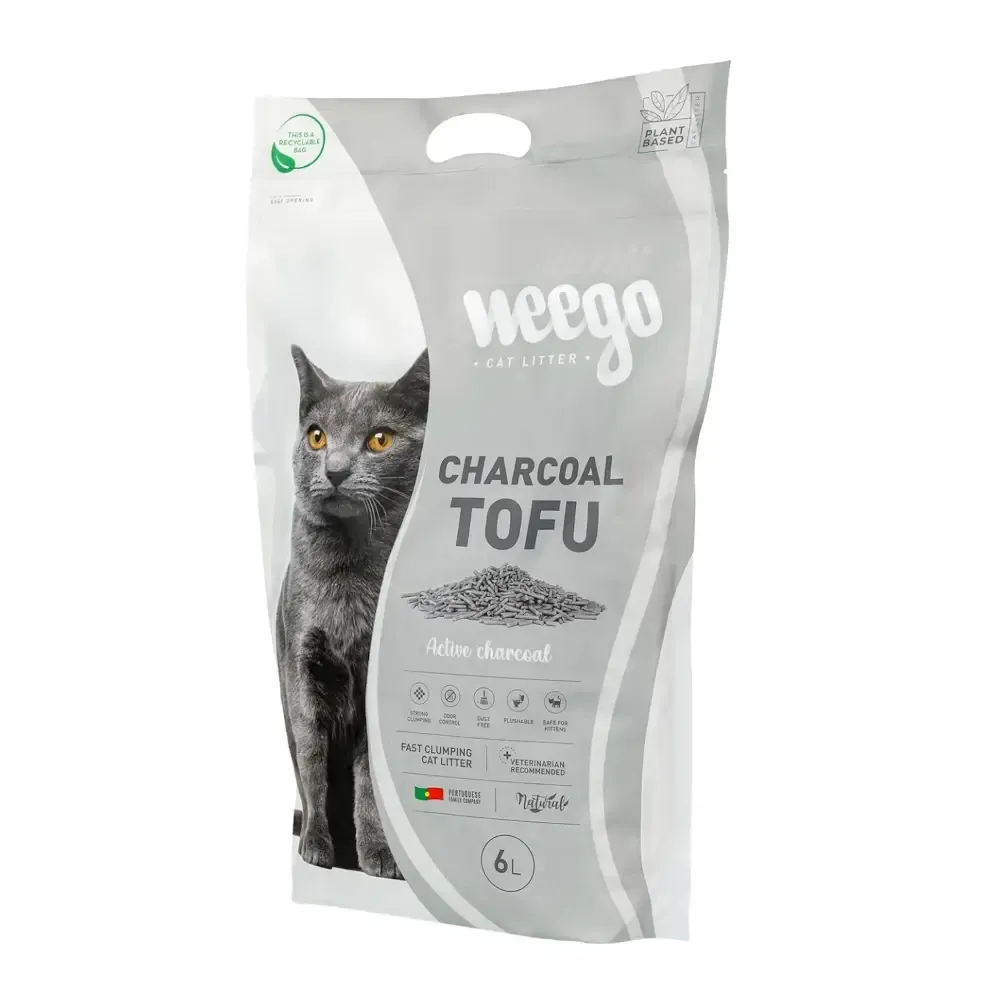 Areia para gato Weego Charcoal Tofu com carvão ativado