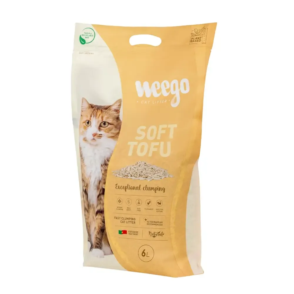 Areia para gato Weego Soft Tofu com aroma a leite