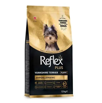 Reflex Plus Yorkshire Terrier Hipoalergénico Puppy 1.5kg - Ração super premium para filhotes.