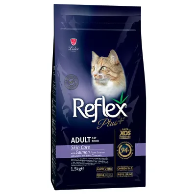 Ração Reflex Plus Cuidados com a Pele para gatos adultos com salmão 1.5kg