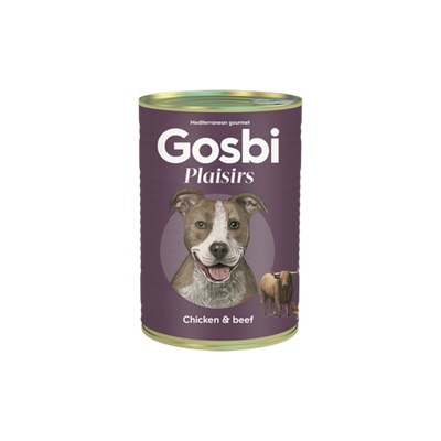 Lata de comida húmida para cães Gosbi Plaisirs Frango e Carne 400g
