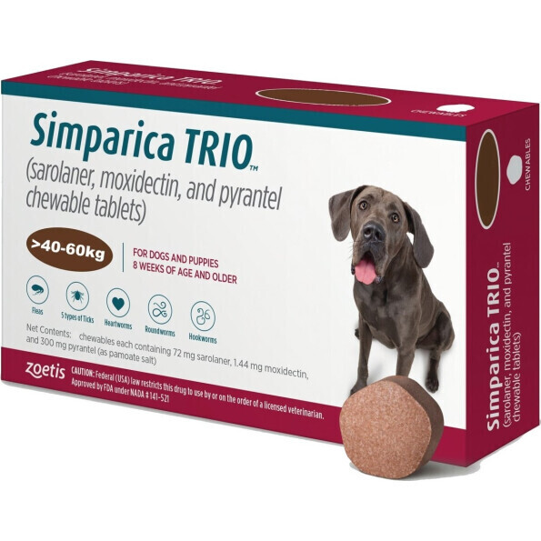 Simparica | Trio 40-60kg 3 Comprimidos Mastigáveis Simparica | Trio 40-60kg 3 Comprimidos Mastigáveis
