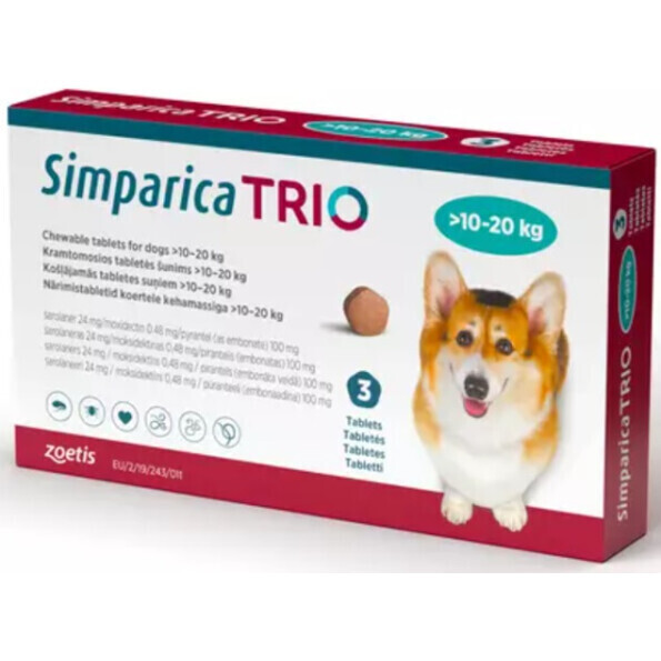 Simparica | Trio 10-20kg 1 Comprimido Mastigável