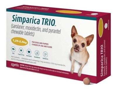 Simparica | Trio 1.25-2.5kg 1 Comprimido Mastigável
