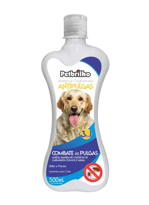 PetBrilho | Shampoo para Cães Antipulgas 3 em 1 - 500ml PetBrilho Shampoo Antipulgas 3 em 1 500ml para Cães