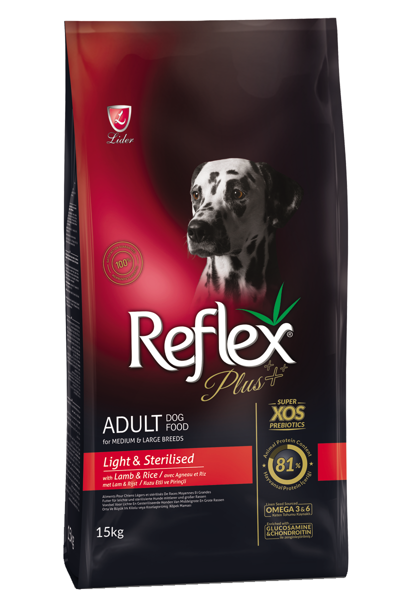 Reflex | Reflex Plus Cão Adulto Light & Esterilizada Médias/Grandes Cordeiro & Arroz 15kg