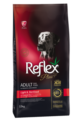 Reflex | Reflex Plus Cão Adulto Light & Esterilizada Médias/Grandes Cordeiro & Arroz 15kg