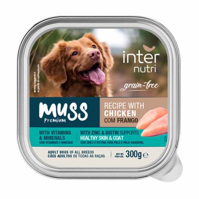  Internutri Muss Paté Frango Grain Free 300g, patê úmido sem grãos para cães adultos.