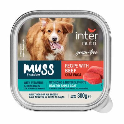 Internutri Muss Paté Vaca Grain Free 300g, patê úmido sem grãos para cães adultos.