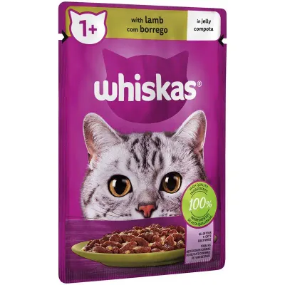 Comida úmida para gatos Whiskas Adulto Cordeiro em Gelatina 12x85g