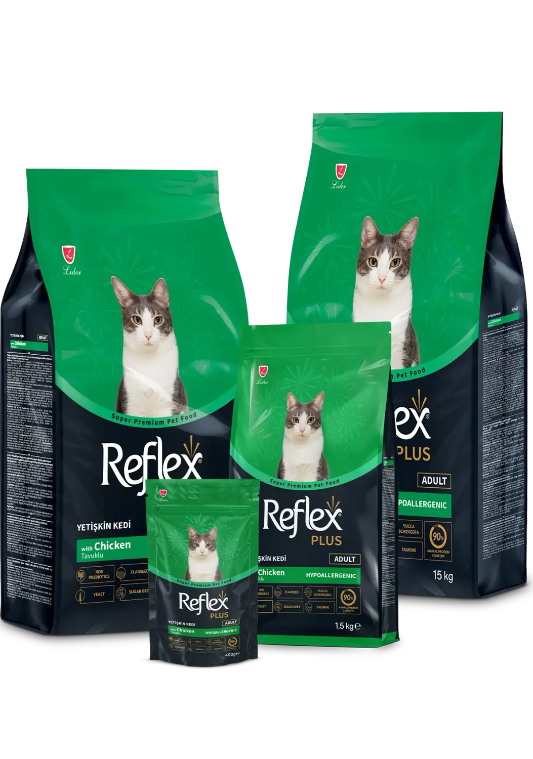 Ração Reflex Plus gato adulto frango hipoalergênica 1.5kg