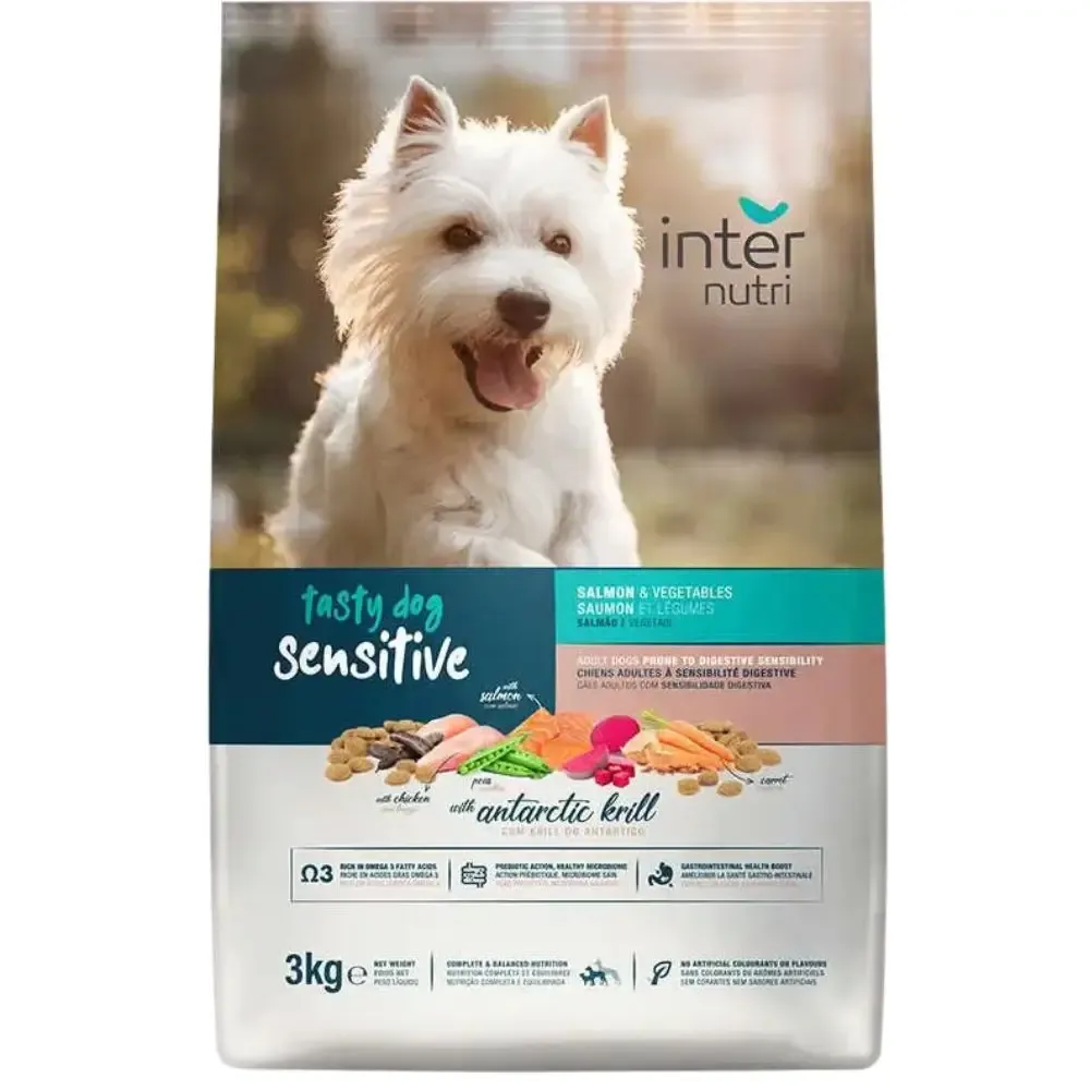 Ração Internutri Tasty Dog Sensitive 3kg para cães com sensibilidade digestiva