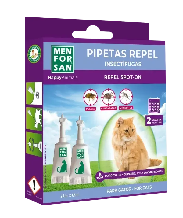Pipetas anti-insetos Men For San para gatos proteção natural