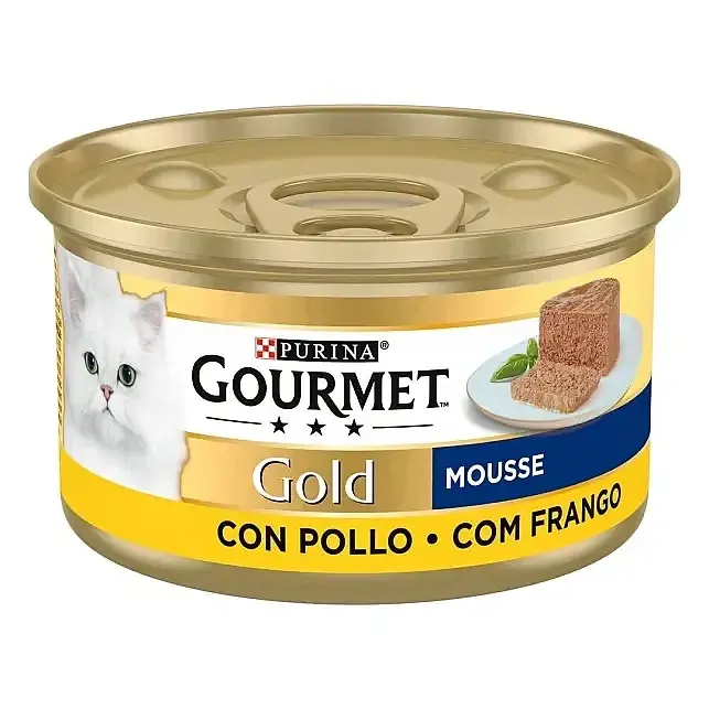 Gourmet Gold Mousse com frango para gatos adultos 24x85g