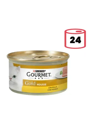 Gourmet Gold Mousse com frango para gatos adultos 24x85g